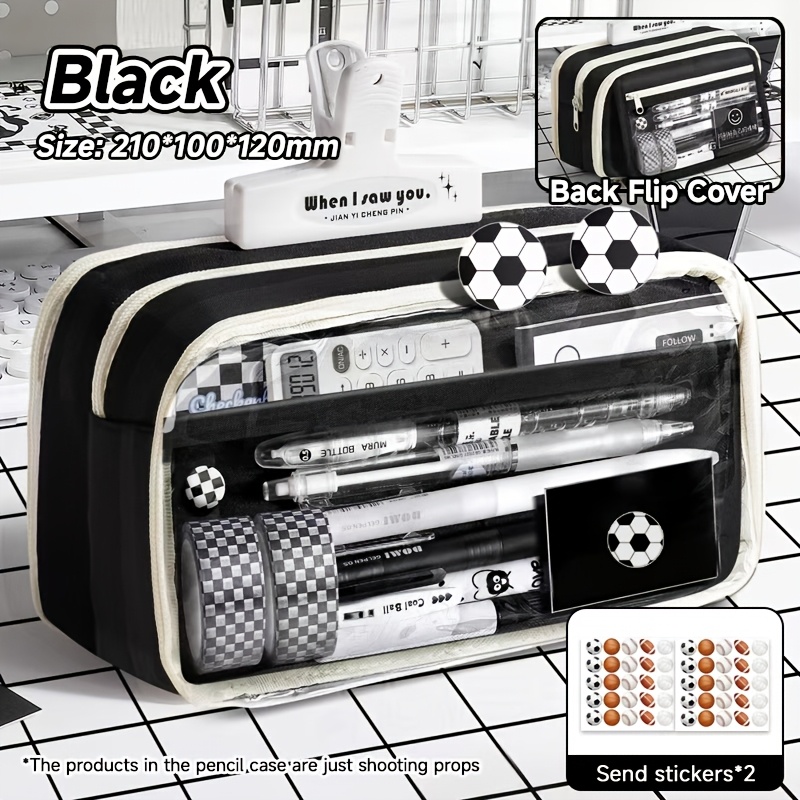 TEMU Soccer Theme, Extra Large Capacity Pencil Case, 13-layer Partition Storage, High Aesthetic Stationery Box, Pencil Box, Back To School Essential