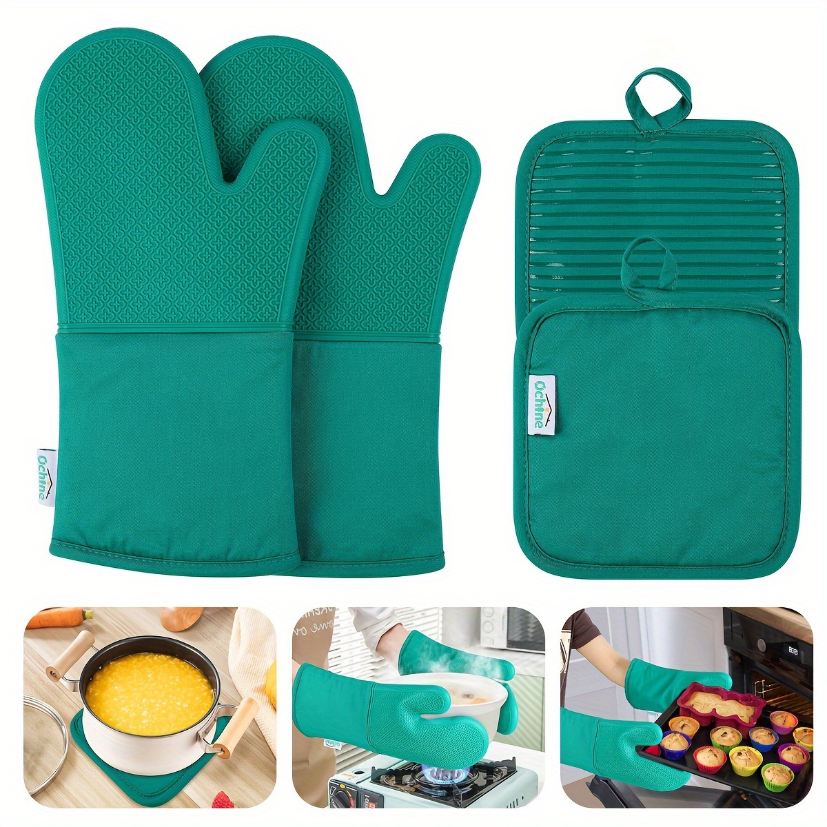 

2pcs Silicone Insulated Gloves+2pcs Insulated Pot Mat