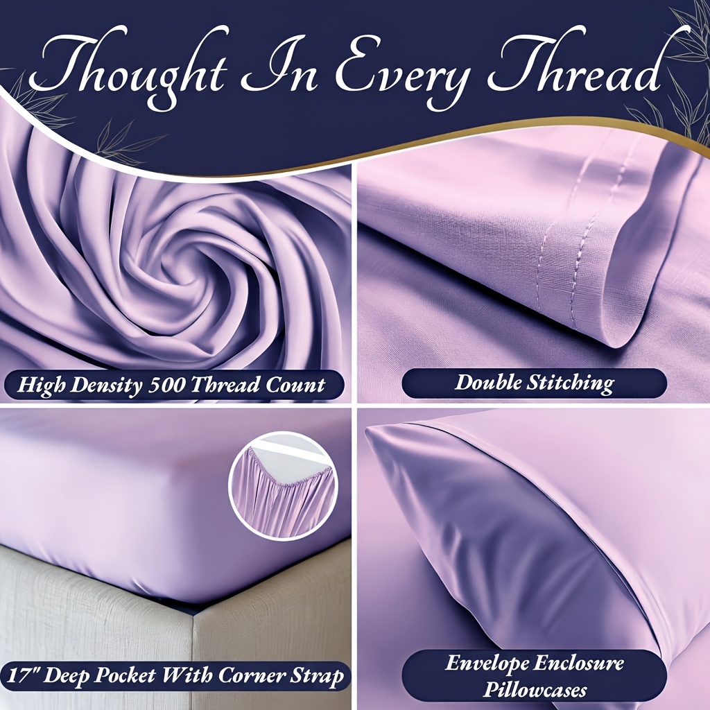 4pcs bamboo cooling bedding extra deep pocket breathable and cooling suitable for hot sleepers and sweats pillowcases flat sheet and fitted sheet a perfect gift for   and king sizes next day delivery Product details 2