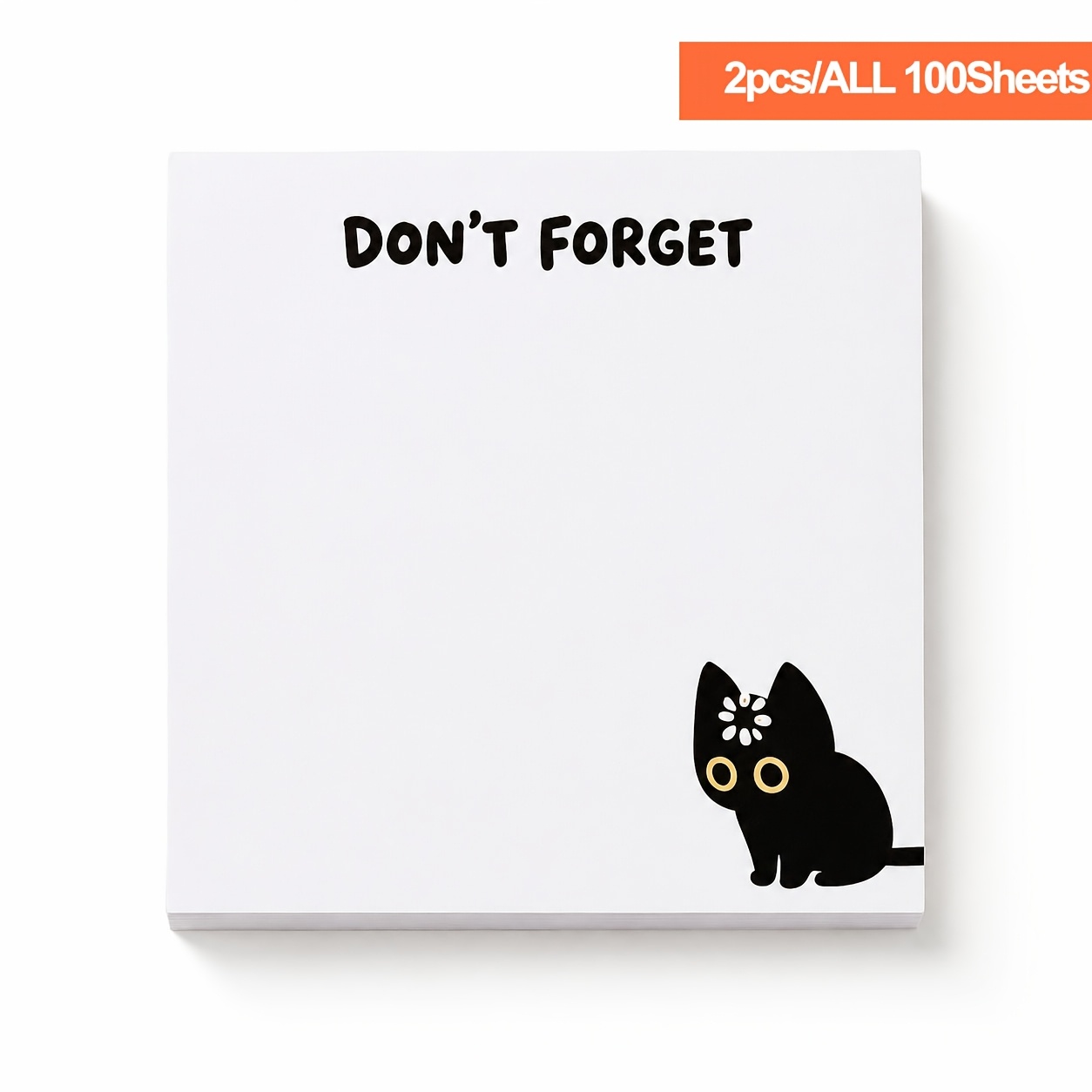 TEMU 2pcs/ Sheets, Cute Black Cat Sticky Notes, "" Reminder Memo Pad, Self-adhesive Notes For Office, School, Desk, Lists, Study & Daily Planning,