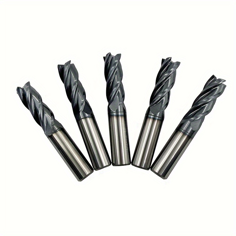 

5pcs Carbide Square End Mill Bits Set, 1/2'' Shank, Hrc Single End 4 Flute, Coated For Alloy & Hardened , Ideal For Mechanics & Manufacturing