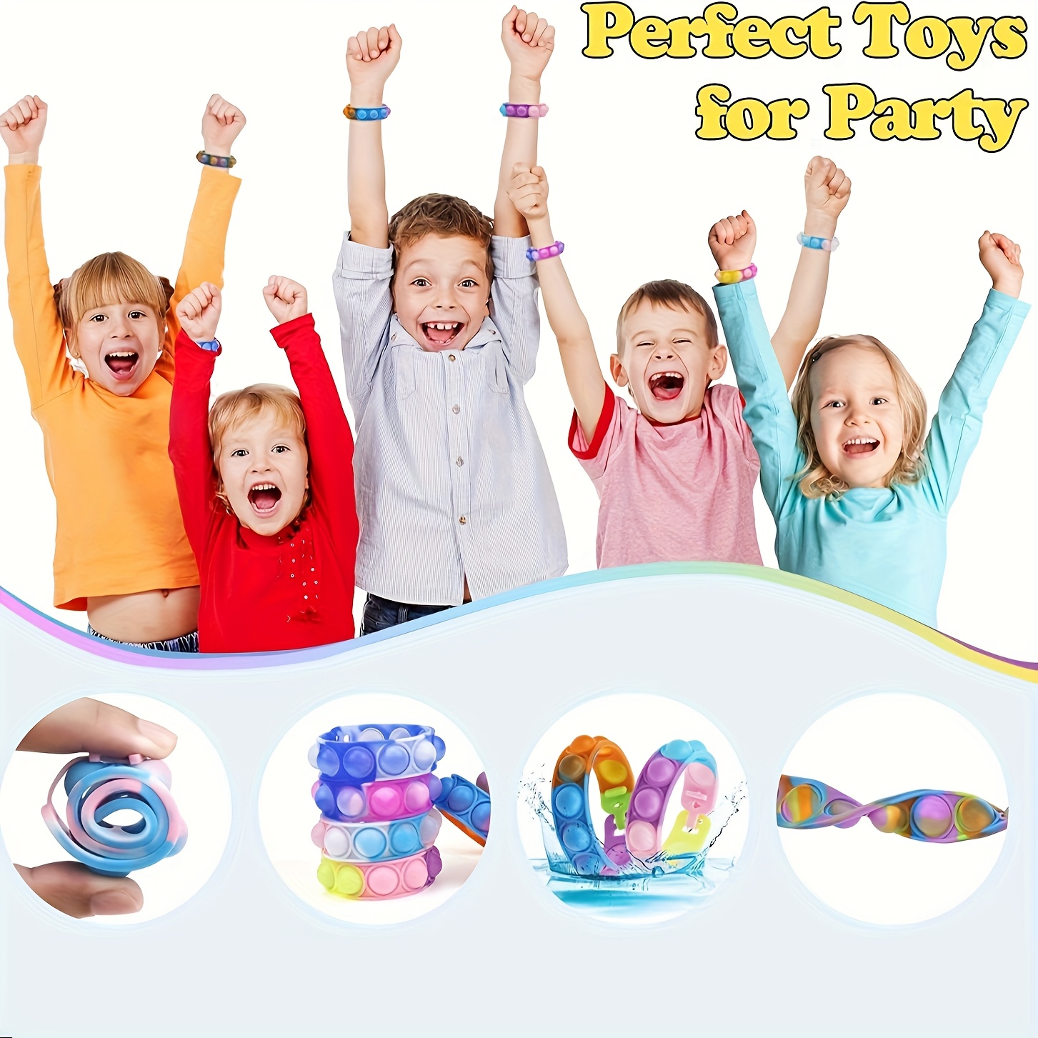 MEZHOBBY 30pcs/100pcs Pop Bracelet Party Favors Fidget Bracelet It Birthday Party Favors For Kids Goodie Bags Stuffers Classroom Prizes Brand