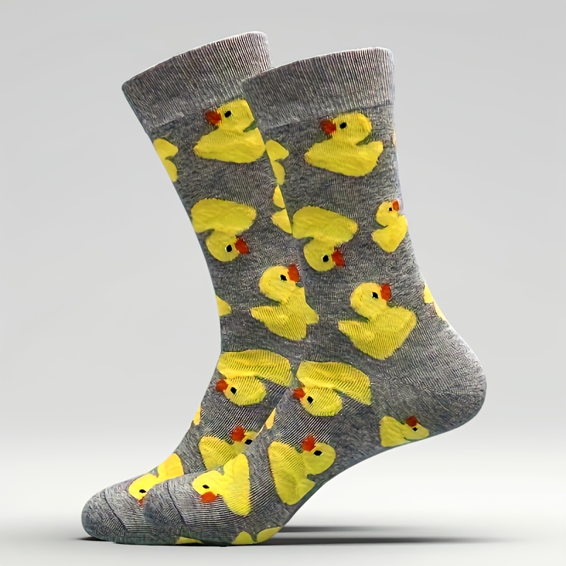 TEMU 1 Pair Of Autumn And Winter Christmas Gray Printed Stockings, Fashionable And Suitable For Men And Women Cute And Comfortable Socks Suitable For