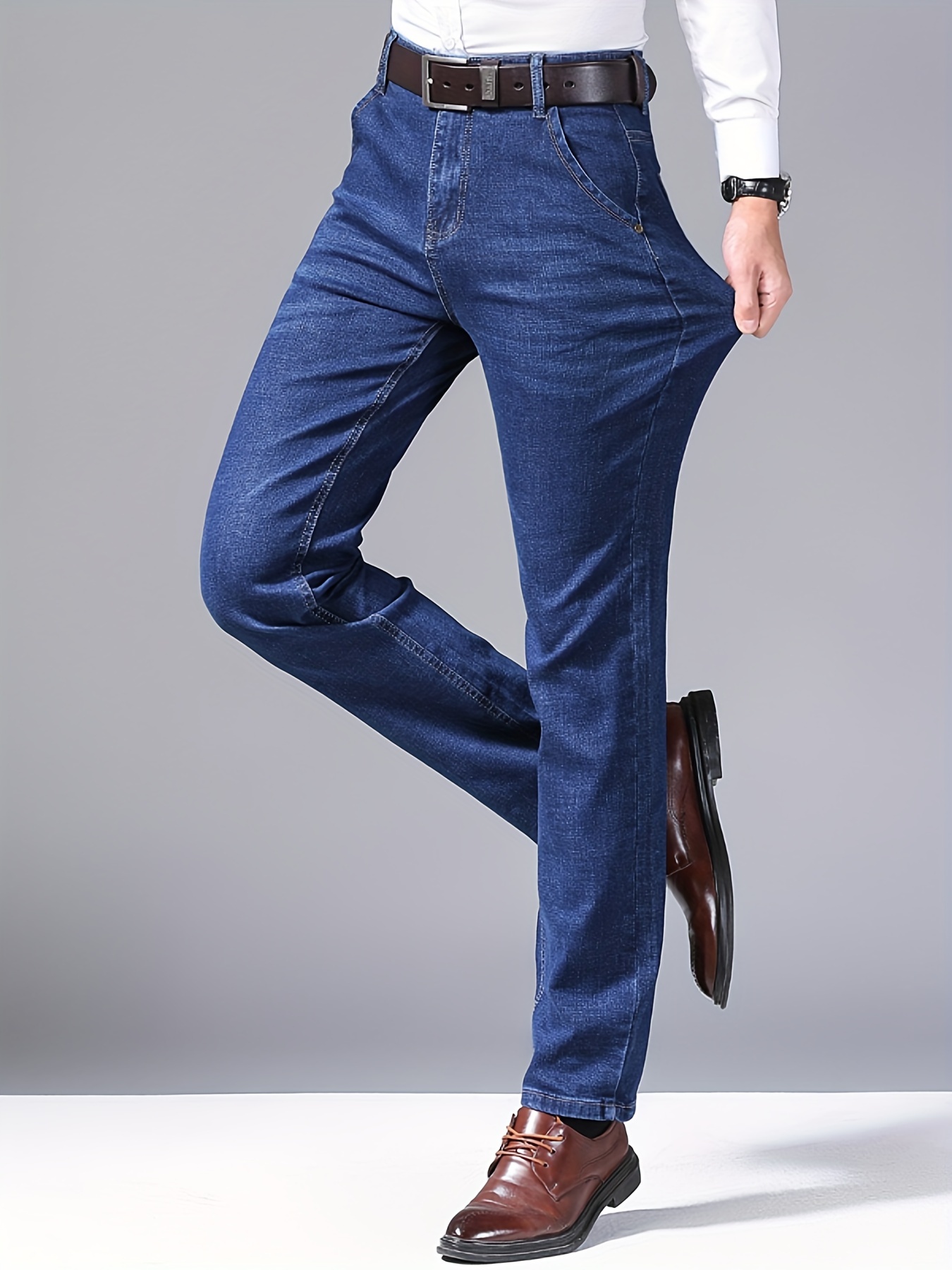 Plus Size Men's Jeans High-Quality Business Pants Oversized Stretch Comfortable Trendy Long Trousers for All Seasons, PLUS SIZE