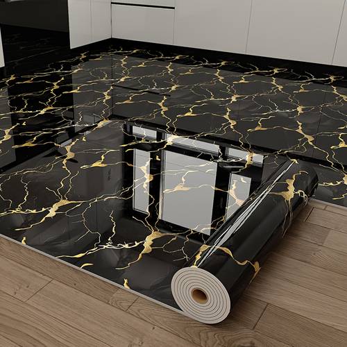 one roll of extra thick marble floor decals measuring 23 62 inches by 118 11 inches made of vinyl wallpaper peel and stick panels are portable and removable easy to clean and decorating bedrooms living rooms