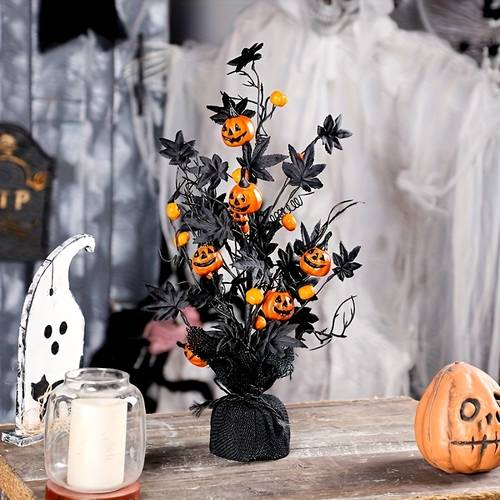 1pc halloween artificial black tree with pumpkin lanterns and pvc indoor outdoor party decoration festival decoration halloween decoration decoration thanksgiving decoration decoration shopping mall window decoration small statues ornaments