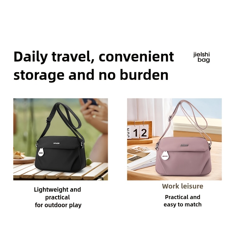 womens nylon crossbody bag with zipper closure minimalist oxford cloth small shoulder purse suitable for Product details 6