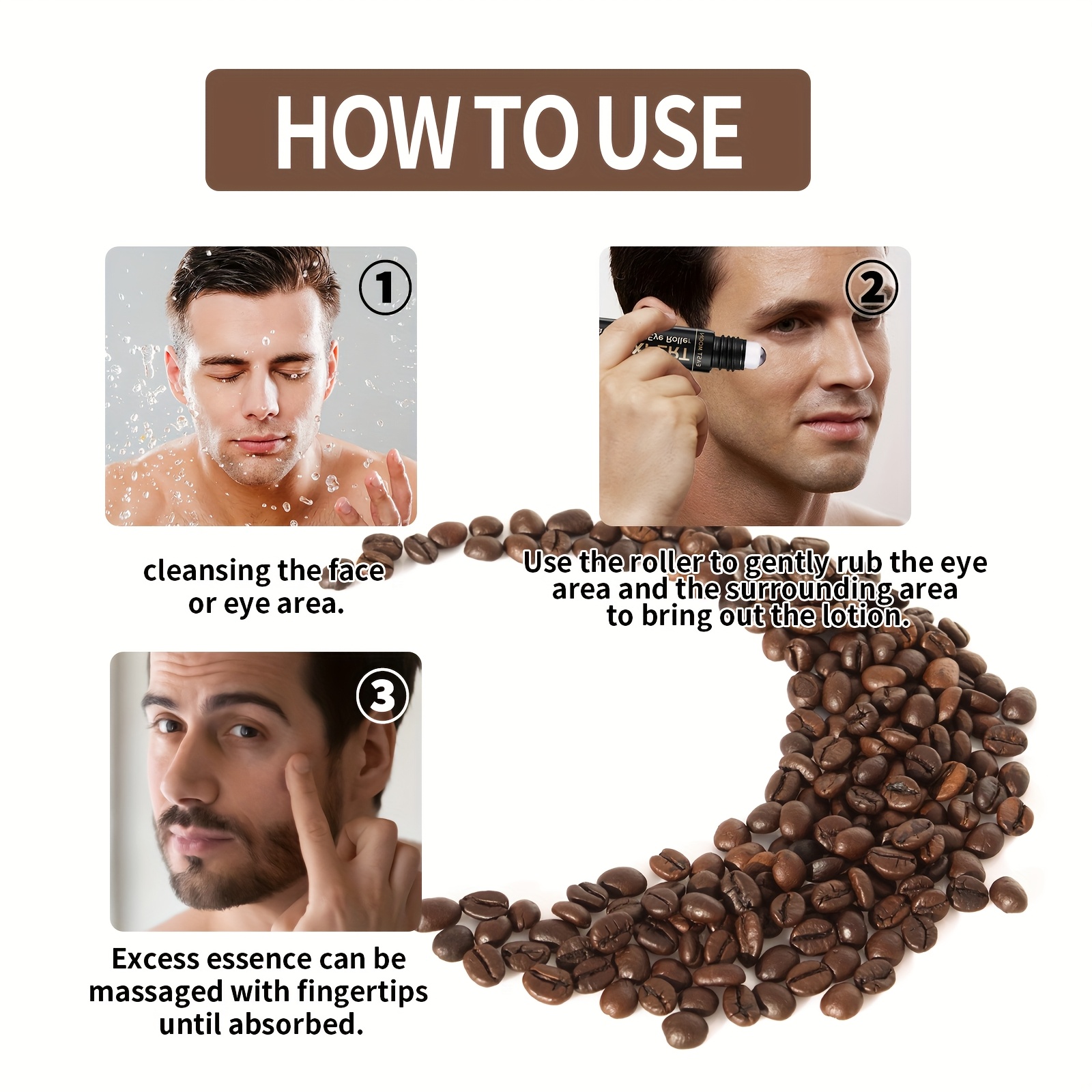 Men's Hydrating Eye Roller with Hyaluronic Acid & Glycerin - Fades Dark Circles, Exfoliating Massage Gel for All Light Beige Types, Alcohol-Free Fragrance-Free, Valentine's Day Gift for Him, Dark Circle, Eye Care, Masculine Packaging, Sleek Rollerball Applicator, Alcoholfree Formula