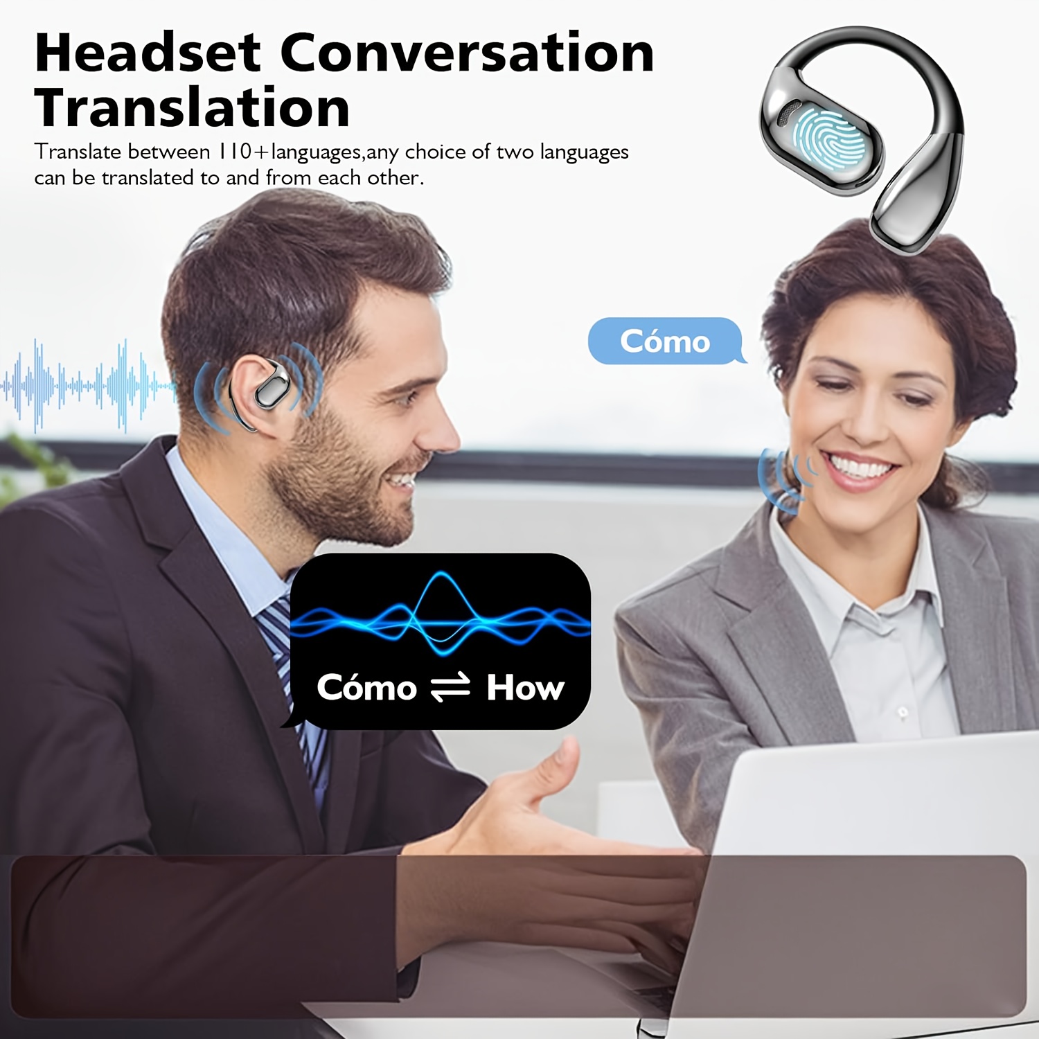 3-in-1 AI Translation Earbuds with Wireless Bone Conduction Headphones, Instant Translation for 156 Languages, Available in Beige and Black