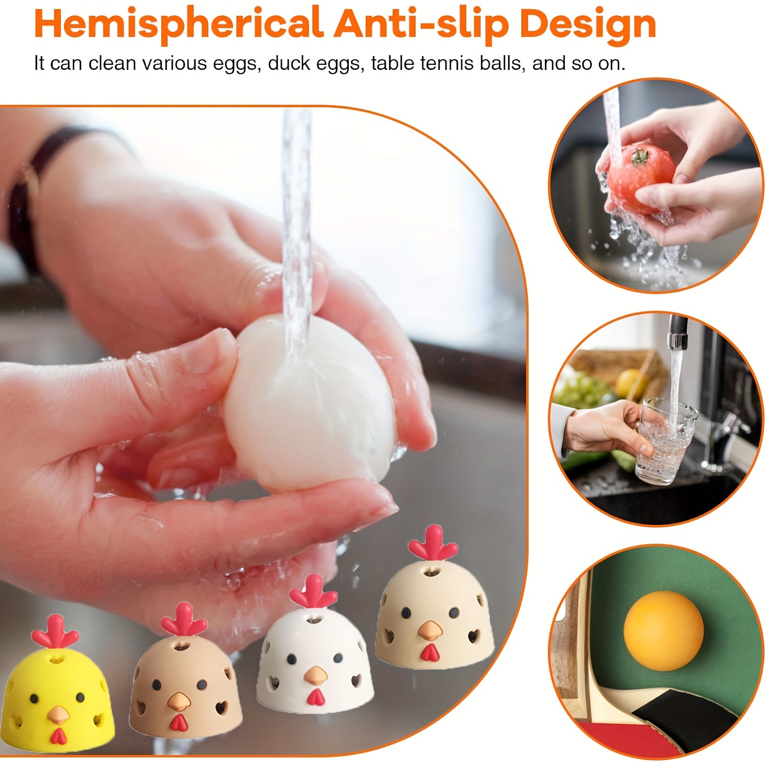 1pc cute egg washer brush for cleaning fresh eggs reusable cleaning tools silicone scrubbing brush for washing eggs of chicken poultry egg brush creative egg cleaning artifact kitchen egg cleaner cleaning supplies cleaning tool 4