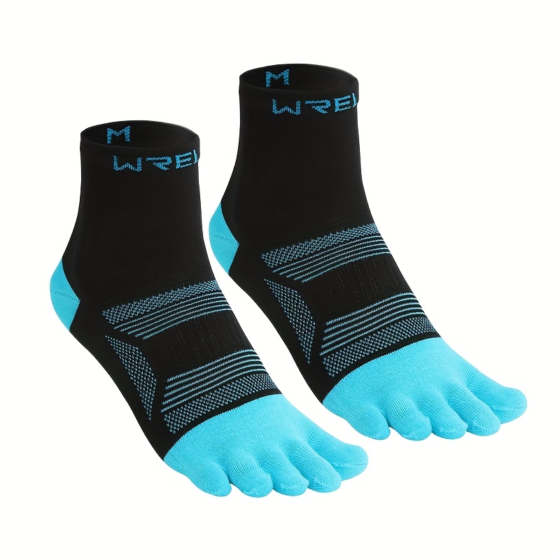 E-shop 1 Paar WRELS Farbblock-Sport-Fünf-Finger-Socken für Damen und Herren, atmungsaktiv, schweißabsorbierend, rutschfest, stoßdämpfend,