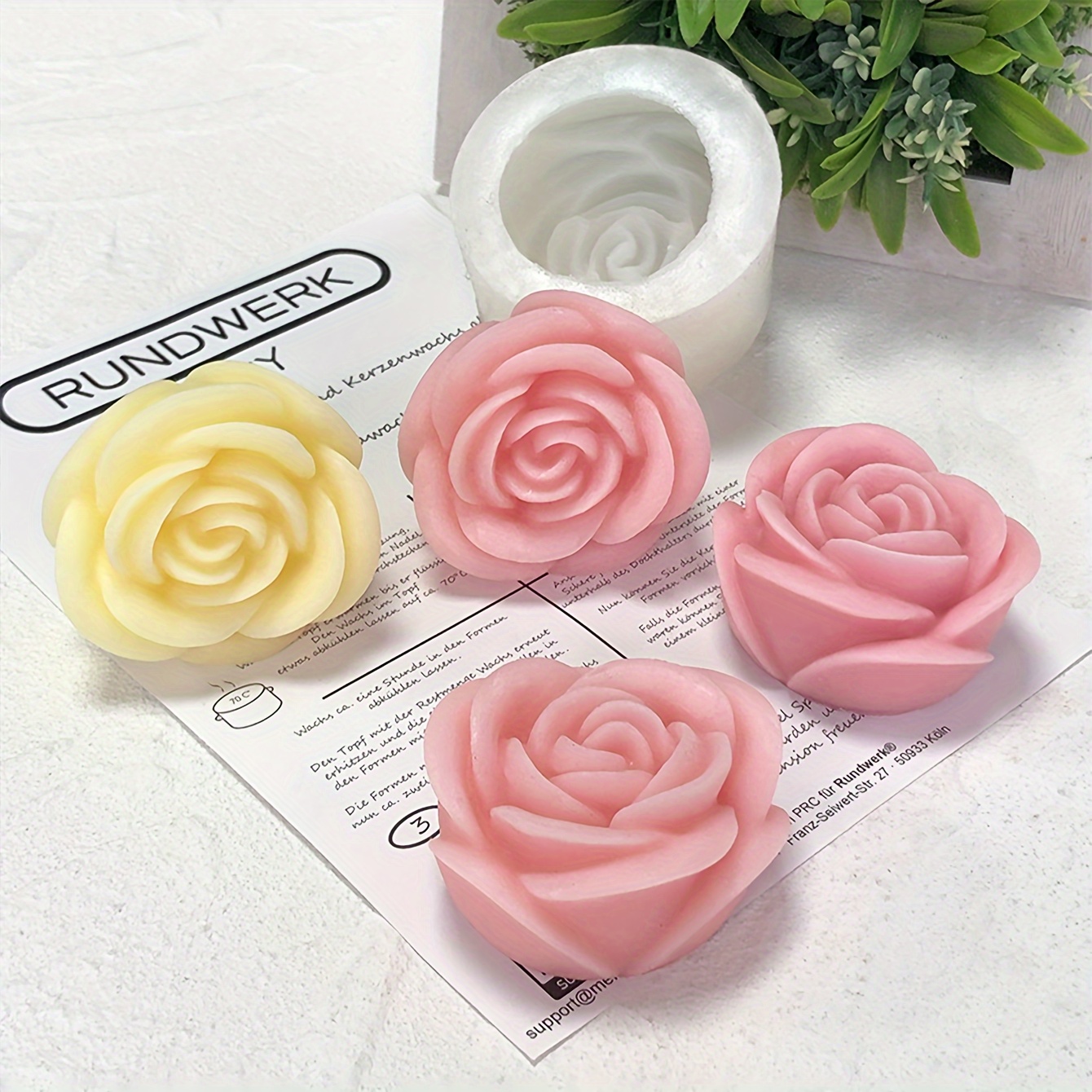 

Silicone Rose Flower Candle Mold Set For Diy Crafts, Round Shape Silicone Molds For Candle Making And Crafting