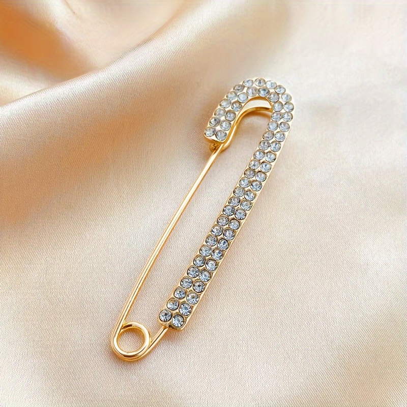 1/2pcs Rhinestone Neckline Large Brooch Pin For Women's Clothing, Cardigan Jacket, Anti-slip Brooch, Waist-cinching Pin