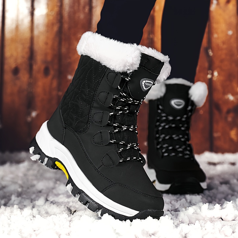 TEMU New Outdoor Ladies' Sports In Winter, Non-slip Wear Rubber Soles With High And Warm Outdoor Snow Boots.