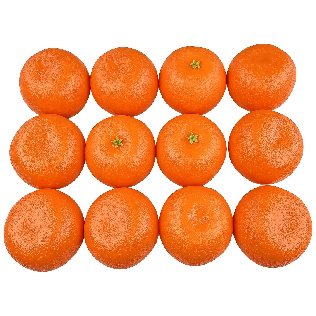 TEMU 12pcs Artificial Oranges - Realistic Fake Fruit Oranges For Home Decor, Photography Props, Ideal For Hotel Displays, Kitchen Decoration