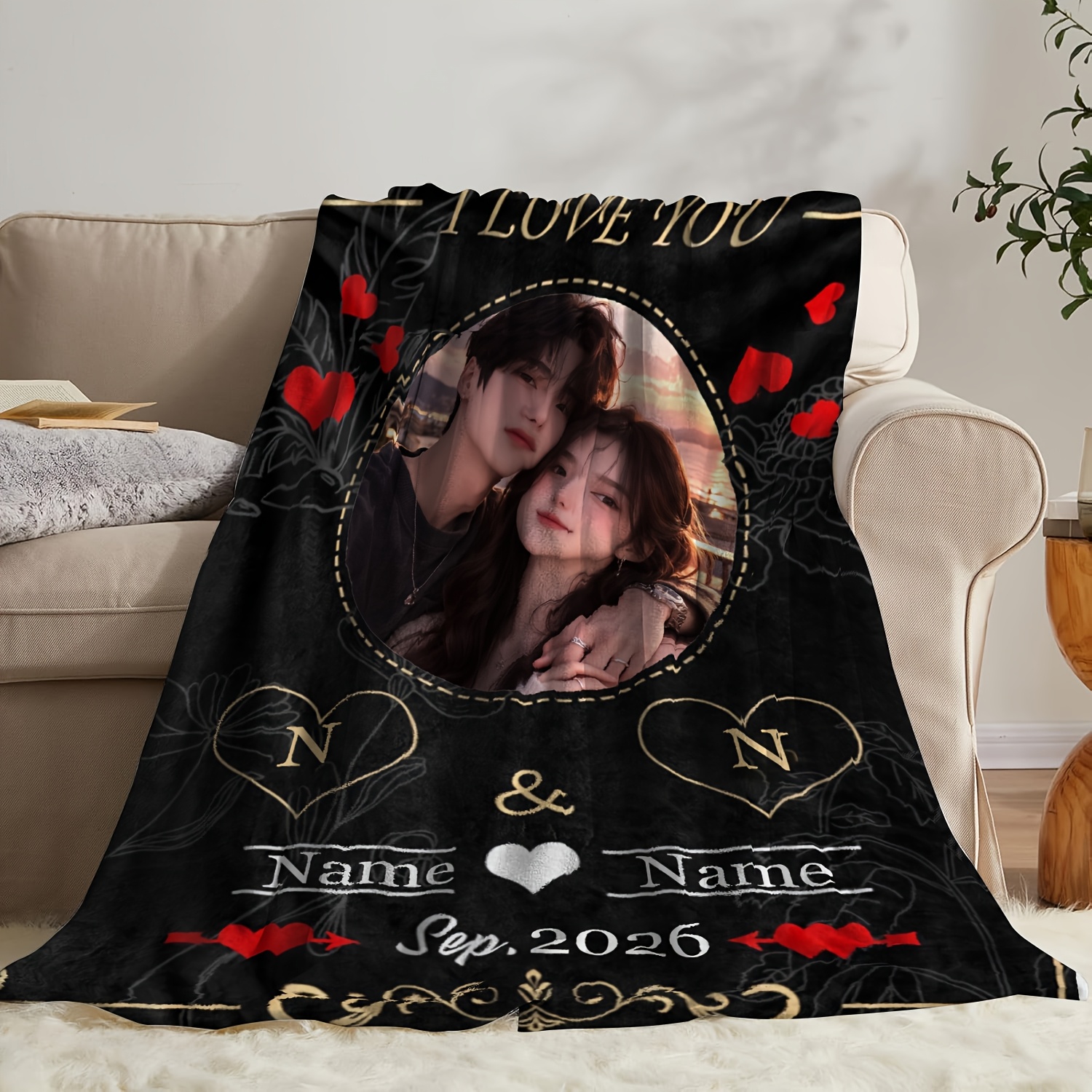 Custom Couple's Commemorative Blanket, Romantic Gift