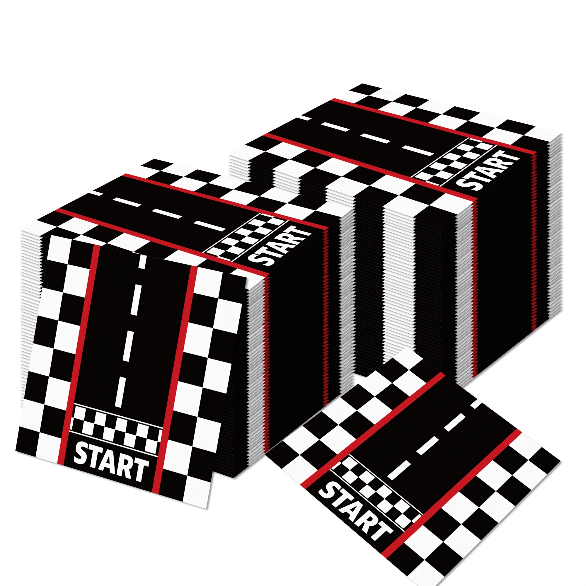 TEMU Lot de 20 serviettes jetables en papier queue de coq avec drapeau de voiture de course , serviettes de table et à boisson pour fêtes, banquets,