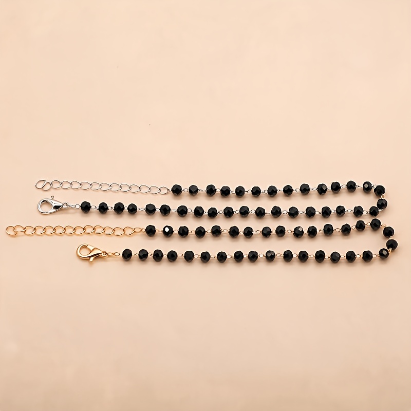 Women's Low Allergy Stainless Steel Black Cut Beaded Bracelet