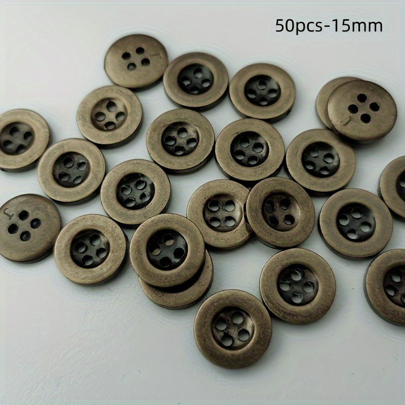 50pcs Bronze Button Set For Coats, Sweaters & Shirts - Wide -hole Design, Assorted Sizes (12.5mm & 15mm) - Ideal For Scrapbooking & Crafts
