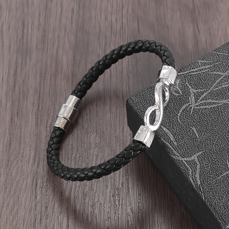 1pc Infinity Symbol Hand-woven Bracelet For Men's Casual Cycling Fashion Cuff Accessories