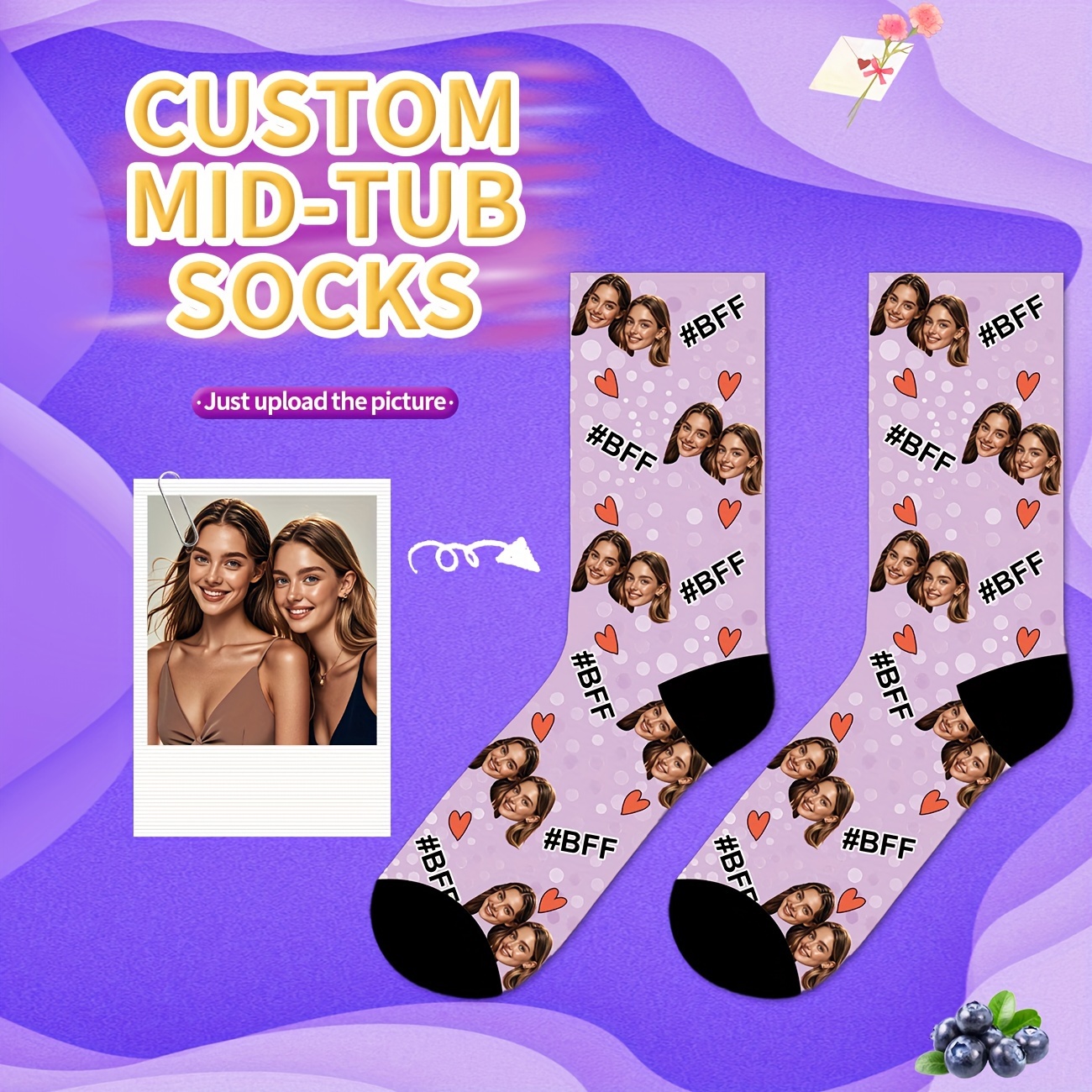 

1 Pair Customized Couple Socks, Funny Customized Image, For Women, Men, Valentine's Day, Birthday Gift