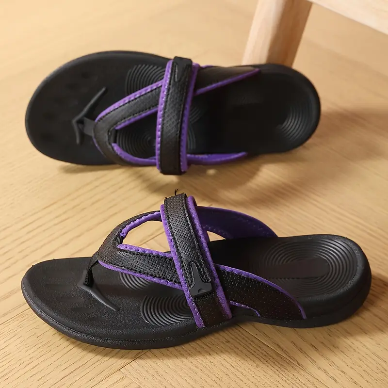 womens comfortable arch support rolling sandals ultra light soft sole summer slide fashionable wedge beach flip flops with non Product details 5