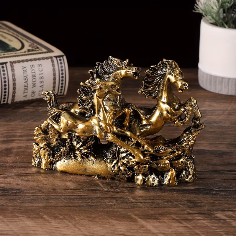a decorative resin piece featuring three magnificent horses Product details 7