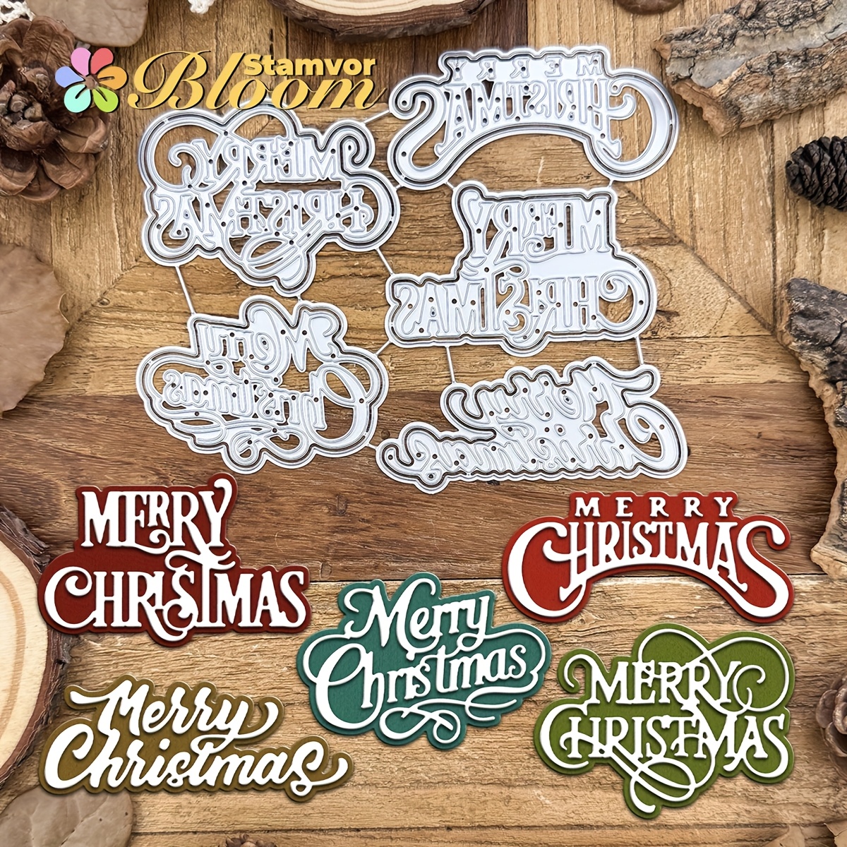 Merry Christmas Die Cuts - Metal Cutting Dies For Card Making & Scrapbooking