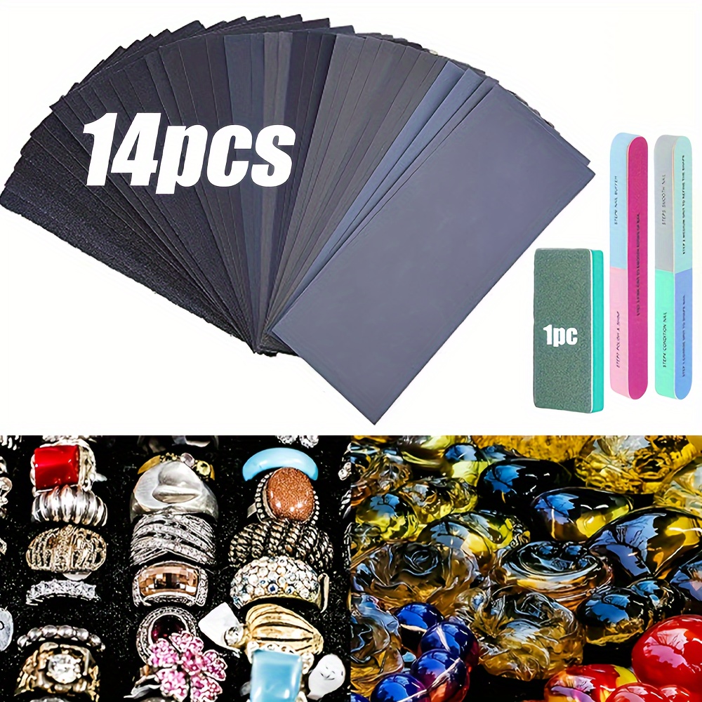 

Kit de Polissage et Ponçage en Résine Époxy 17pcs - Ensemble Complet avec Papiers de Ponçage, Bandes, pour la Fabrication de Bijoux et le Coulage