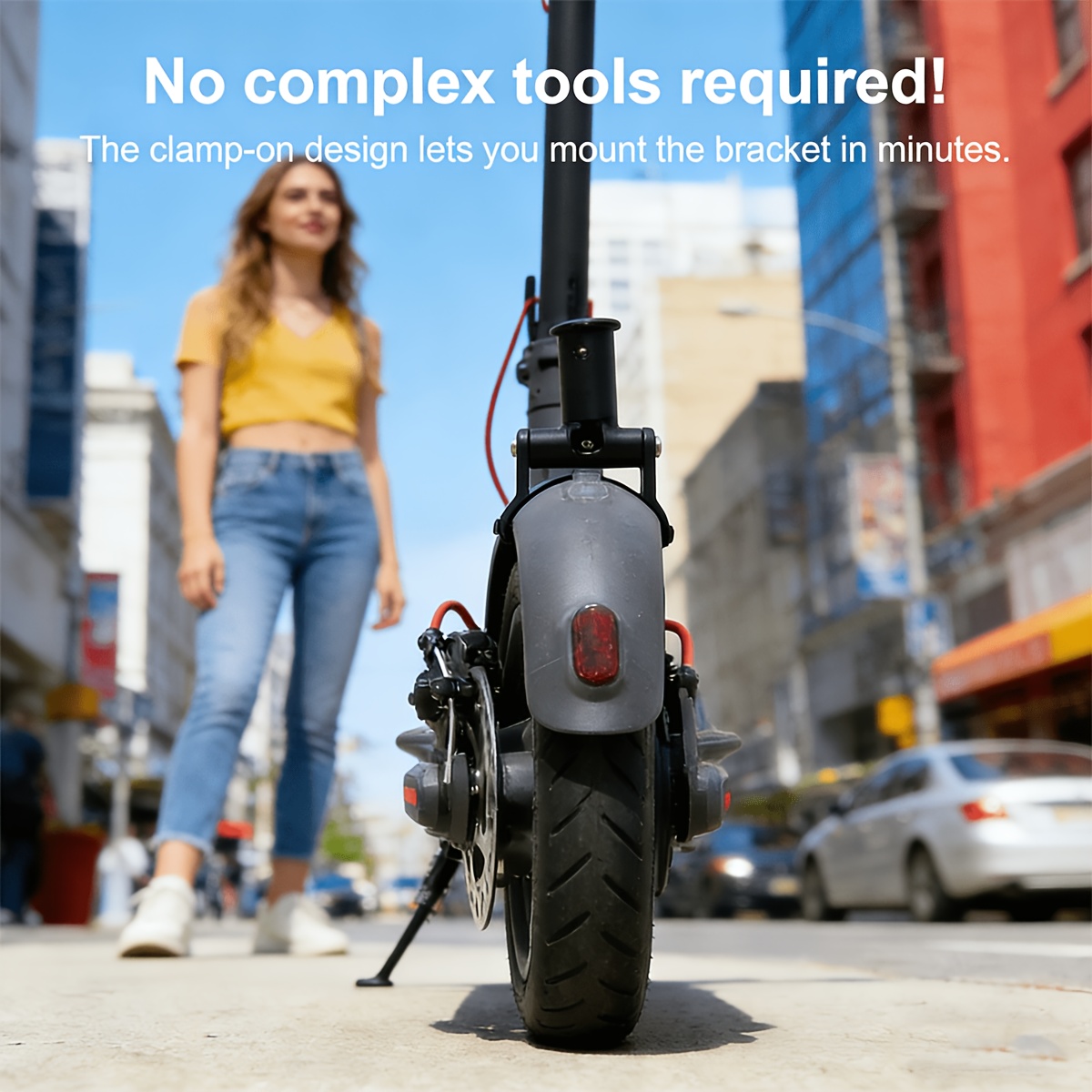 Suport pentru Stop Spate pentru Trotinetă Electrică, Clema C Universală Montabilă pe Tub de 30mm, Suport Reglabil pentru Stopul Trotinetei pentru Xiaomi, Segway, Ninebot, Accesoriu de Înlocuire Ușor de Instalat pentru Siguranța la Conducerea Nocturnă, Accesorii Speciale pentru Trotinete