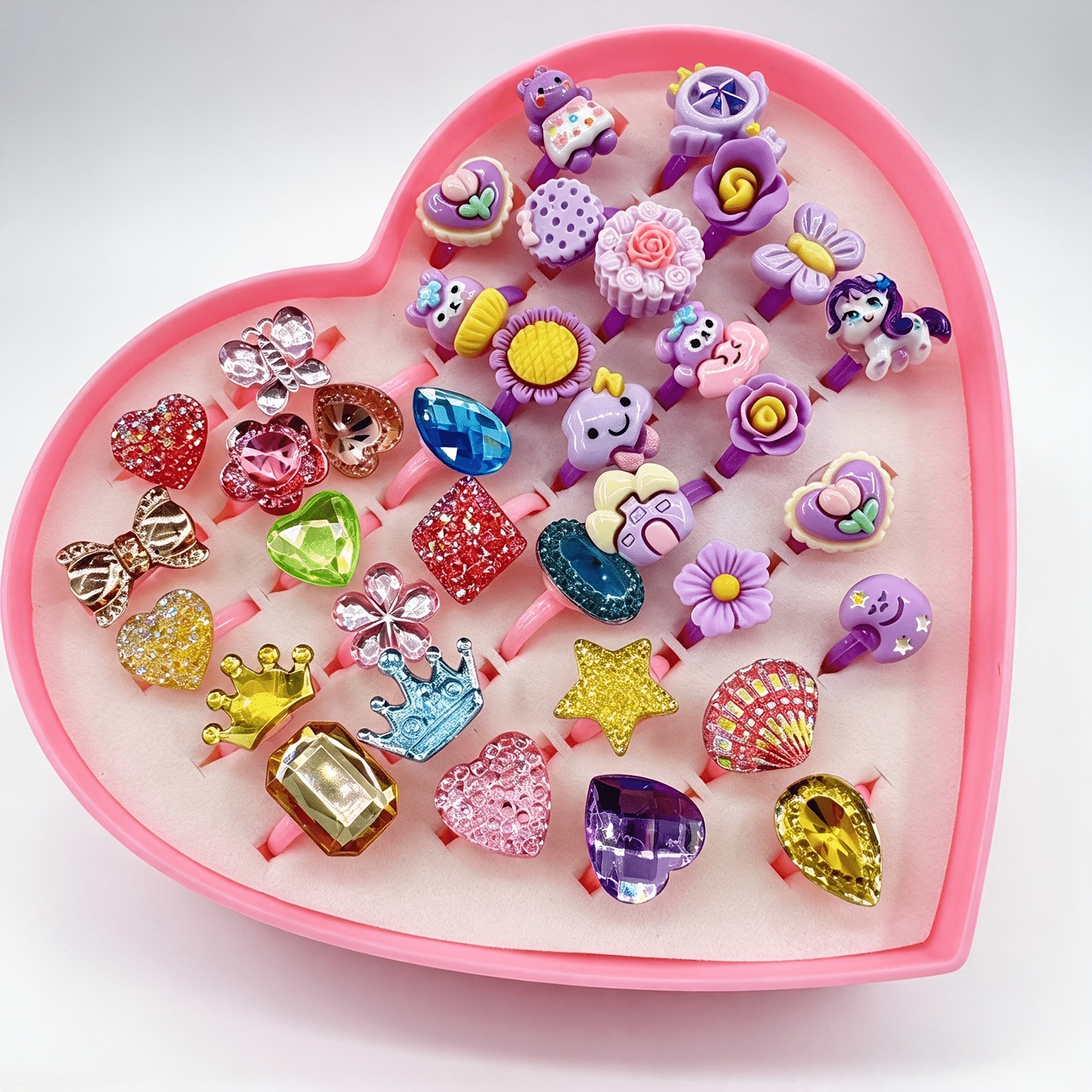 Adjustable Cartoon Rings Set, 10pcs Mixed Style