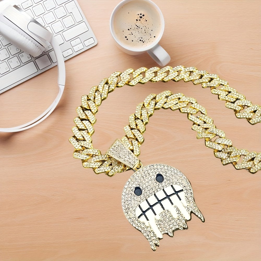 Hip Hop Ice Face Pendant Cuban Chain Necklace