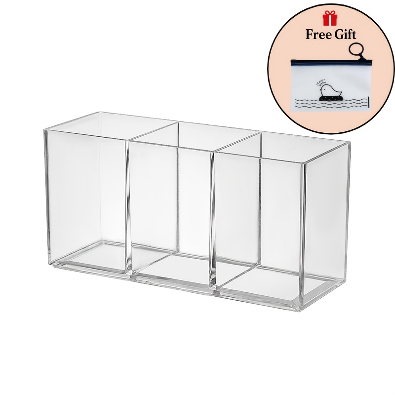 TEMU Lot de 2 pièces : 1 organisateur d'ustensiles en acrylique transparent + 1 sac de rangement à 3 compartiments - Boîte de rangement pour plan de