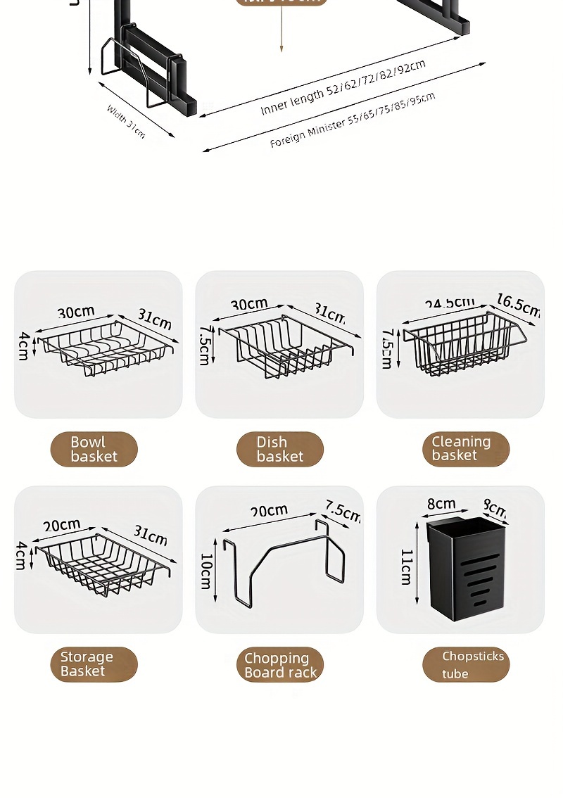 versatile kitchen organizer rack cast iron no     dishes utensils more ideal for home storage drain rack chopsticks ladle hook cleaning basket details 16