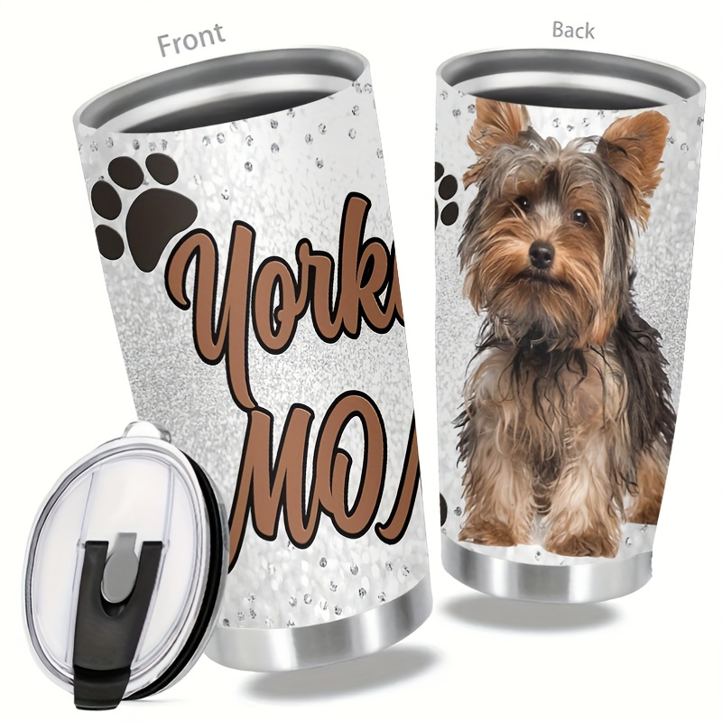 

Yorkie Mom Insulated Stainless Steel Travel Mug, 304 Stainless Steel 20oz Cup With Lid, Paw Print Design Double Wall Beverage Holder, Perfect Gift For Pet Lovers, Valentine's Day Present - 1 Pack