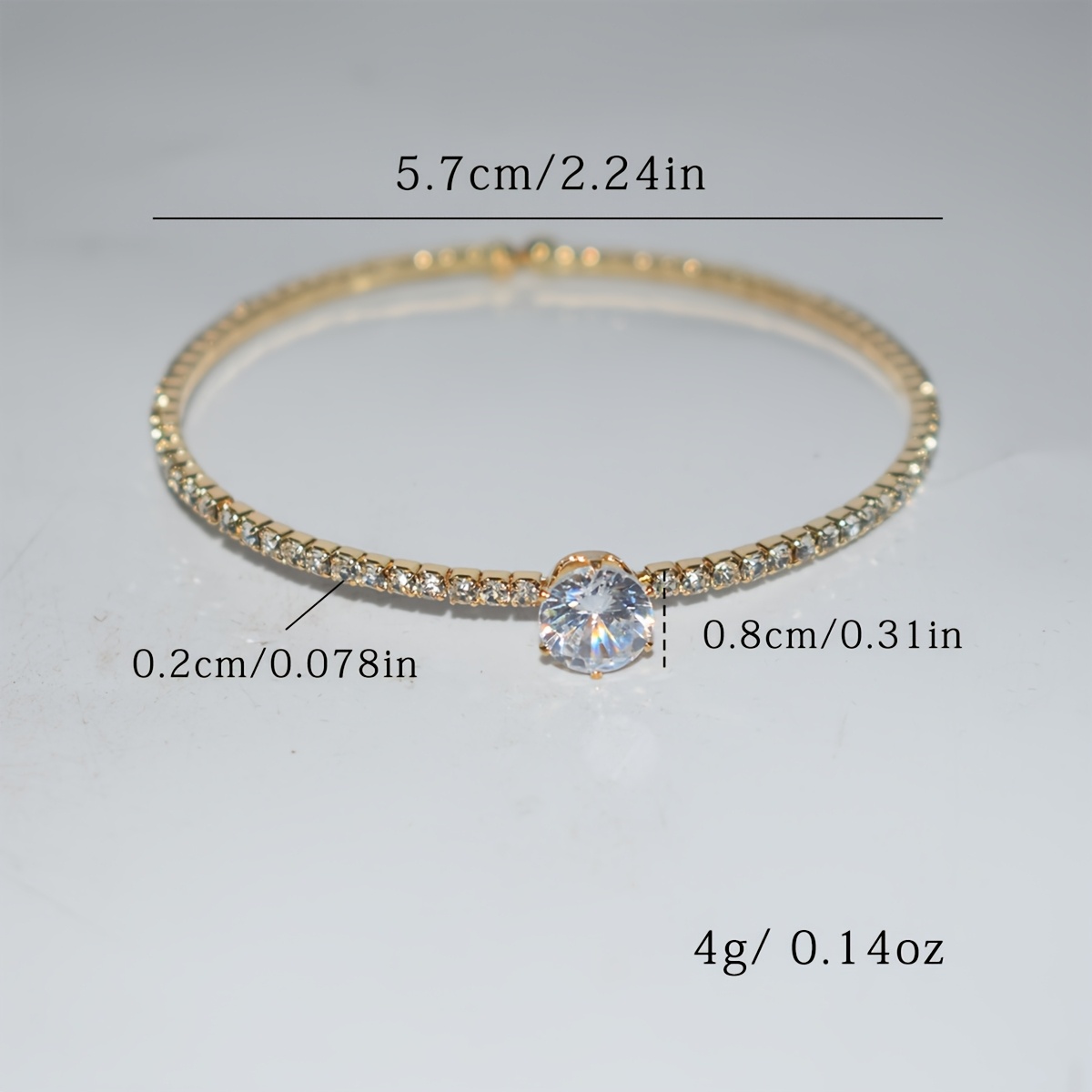 Elegant Cubic Zirconia Bracelet, Silvery-Plated