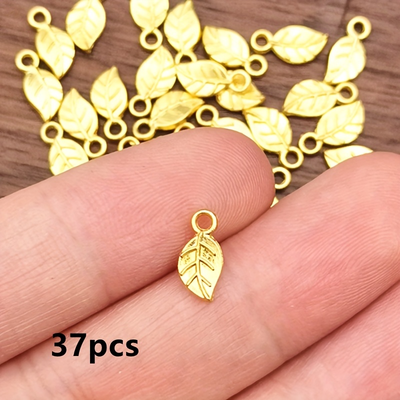 Image of 37pcs Small Leaf Charm Pendant, Bohemian Style Jewelry Accessories, Handmade Making Bracelet, Necklace, Earring Accessories 10.5mm