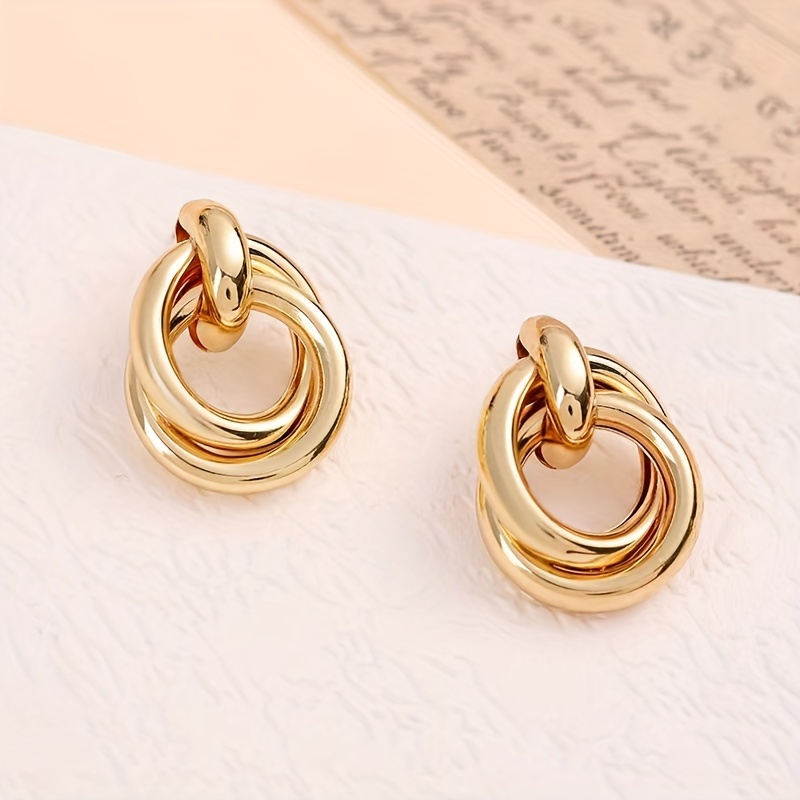 Women's 18K Golden Plated Iron Hoop Earrings