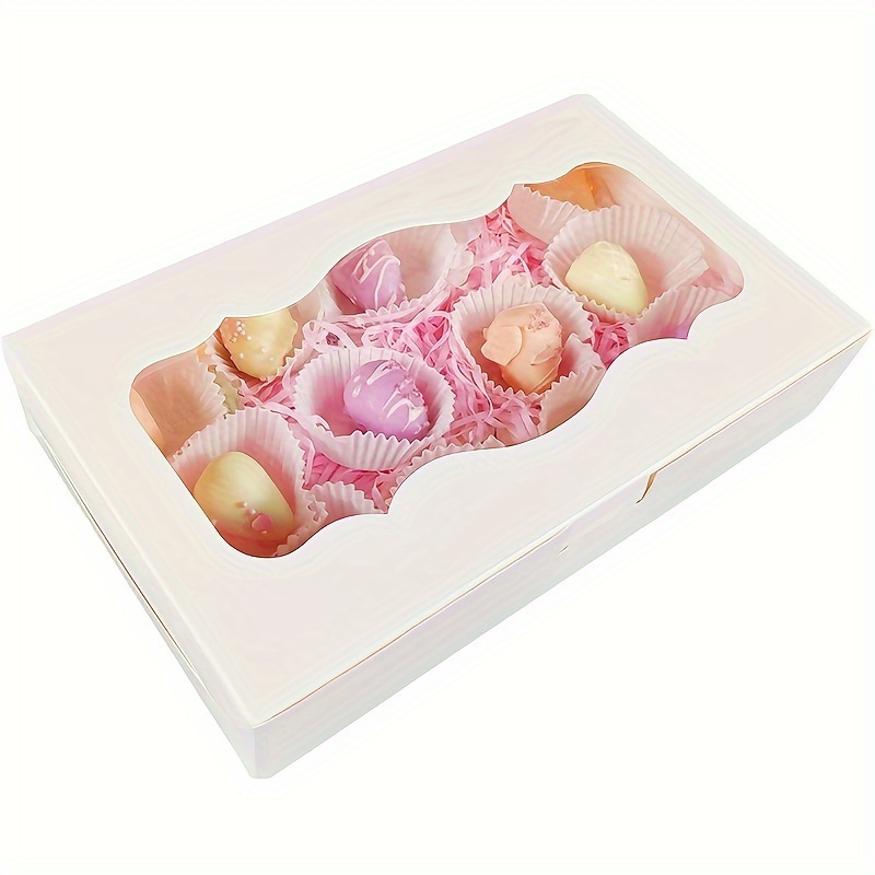 

10pcs, White Brown Pattern Window Baking Pastry Box Doughnut Packaging Box Valentine's Day Cake Packaging Gift Box For Dessert Packaging, Gift Packaging