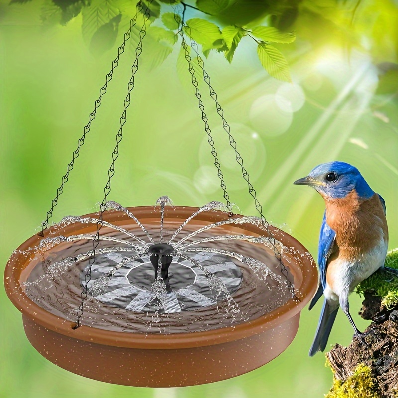 

Hanging Bird Bath With Solar Fountain Pump, 12" Multi-functional Basin For Bird Bath, Feeder And Drinking, Solar Powered Water Fountain Pump For Bird Bath, Without Battery