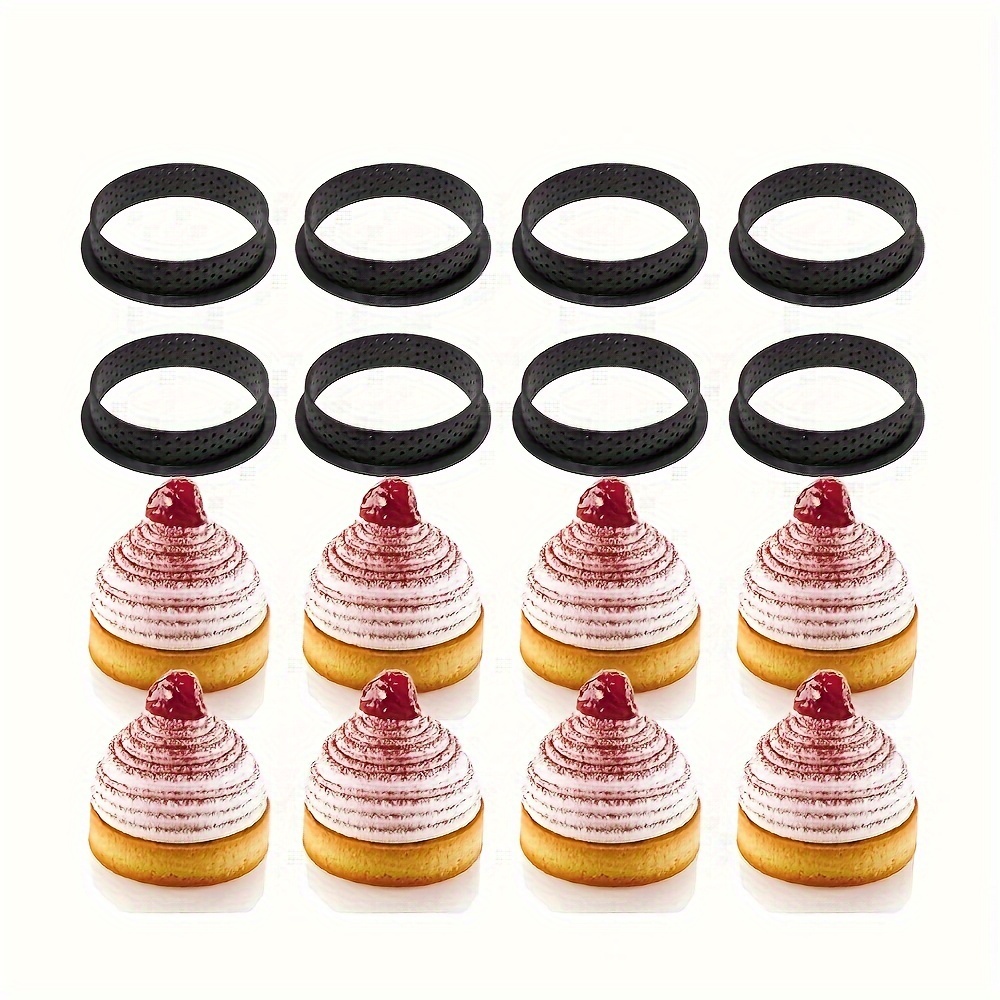 

8pcs Round Tart & Mousse Ring Set - Durable Pc Material, Perfect For Baking Mini Cakes, - Ideal For Holidays & Everyday Use