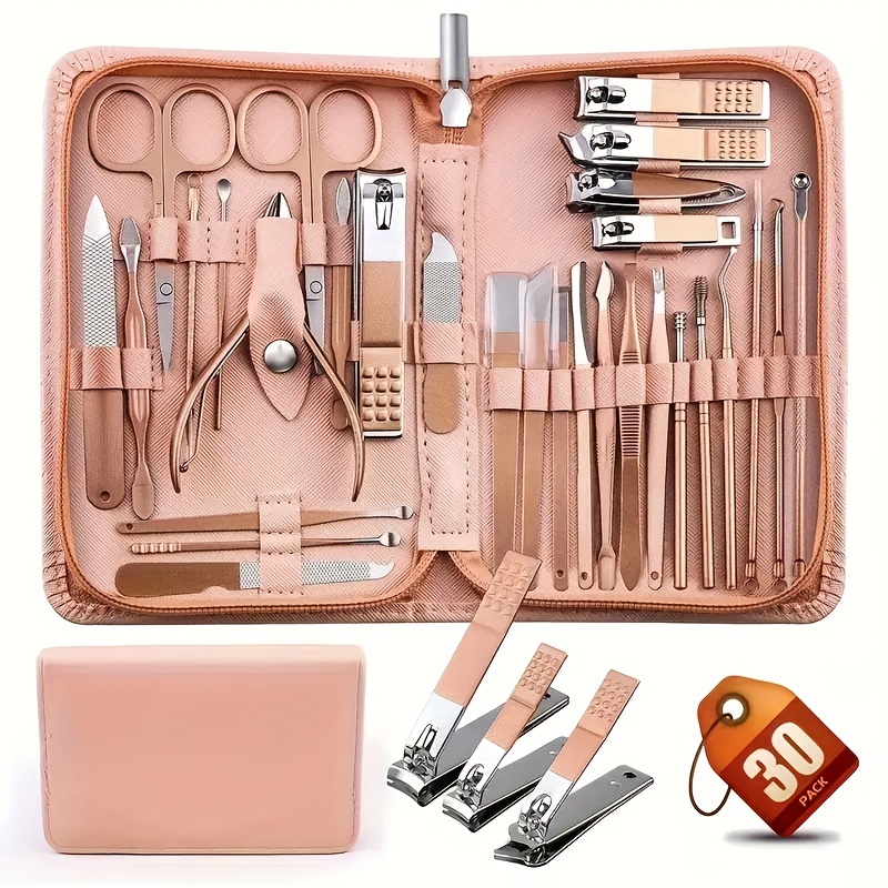 

30pcs/set Nail Clippers Manicure Tool Set, With Portable Travel Case, Dead Skin Clippers, Cuticle Nippers And Cutter Kit, Nail Clippers Pedicure Kit