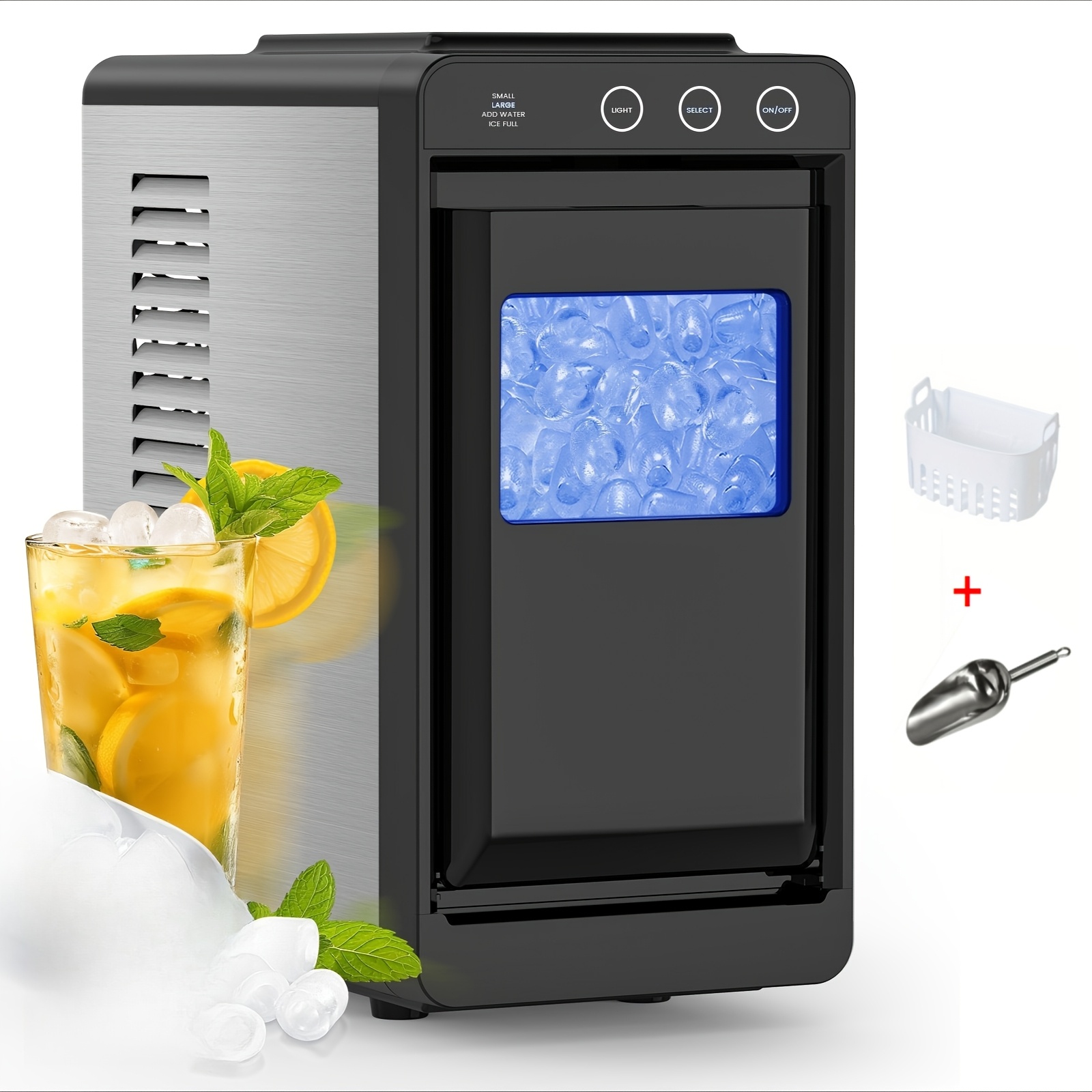 TEMU Ice Maker Countertop, Portable Ice Machine With Self-cleaning, 26 Lbs/ 24hrs, 8 Cubes In 6 Mins, Quiet Compact Ice Maker For Home, Kitchen, Rv,