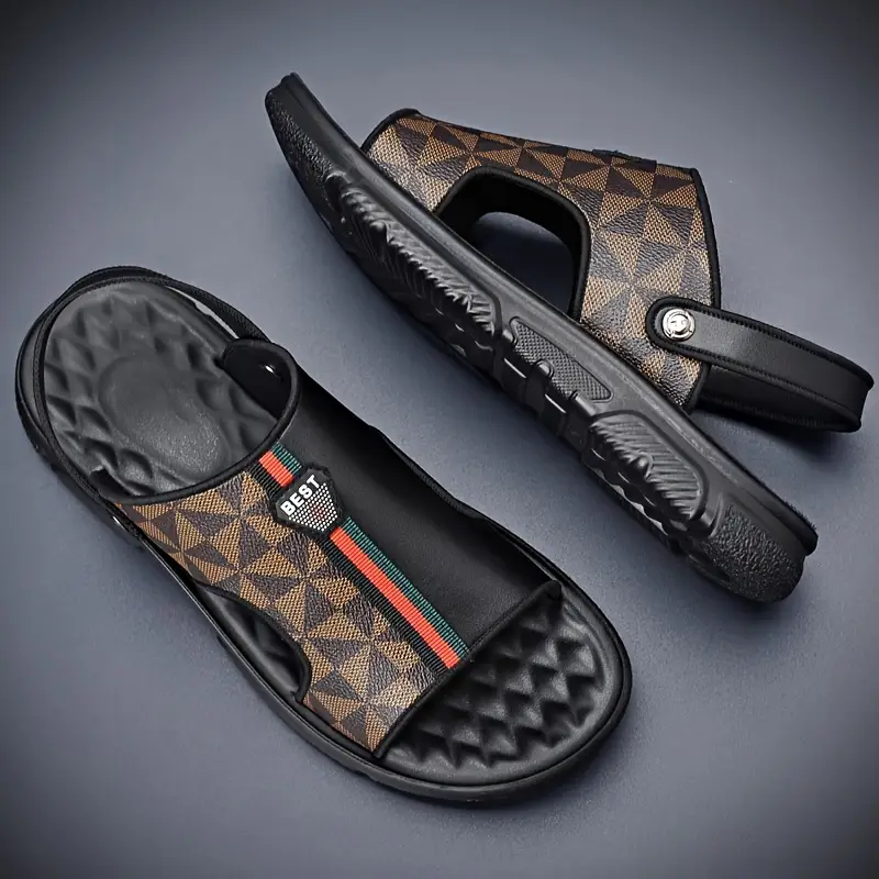 mens trendy open toe breathable sandals comfy non slip casual durable soft sole slippers for mens outdoor activities shop the latest trends details 4