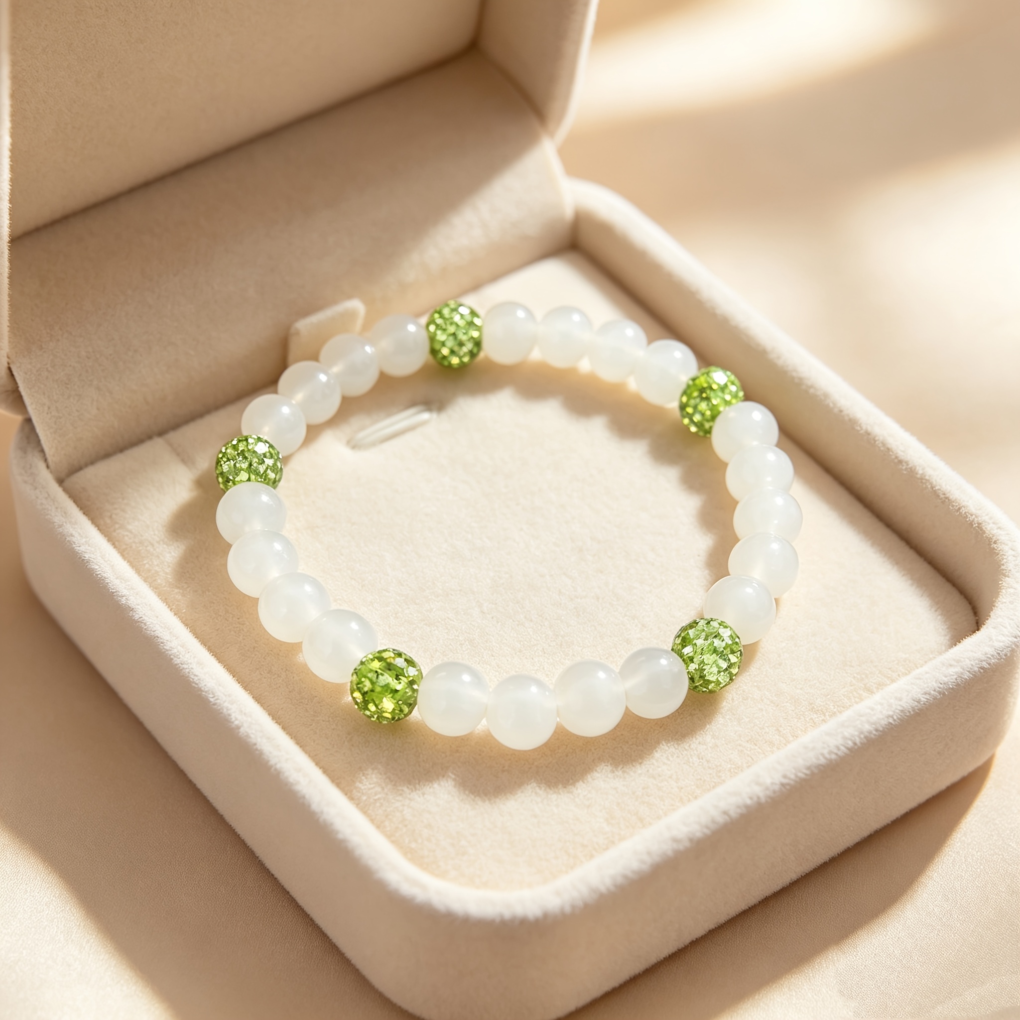 Women's Fruit Green Inlay Synthetic Zirconia Elastic Bracelet