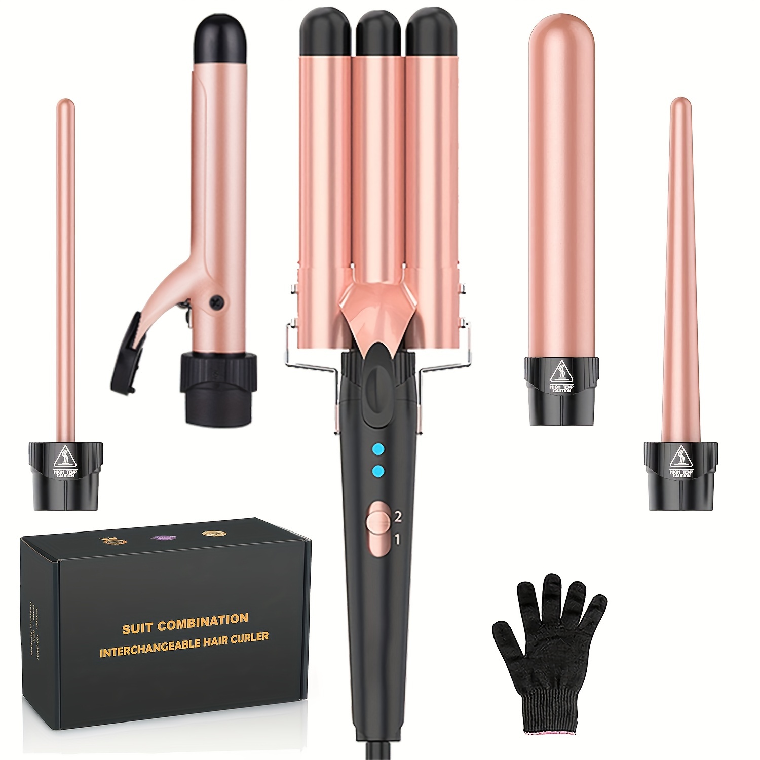 Curling Iron, 6 in 1 Curling Wand Set with Hair Straightener Brush,  Professional Hair Curler with 6 Interchangeable Ceramic Barrels, Instant  Heat Up