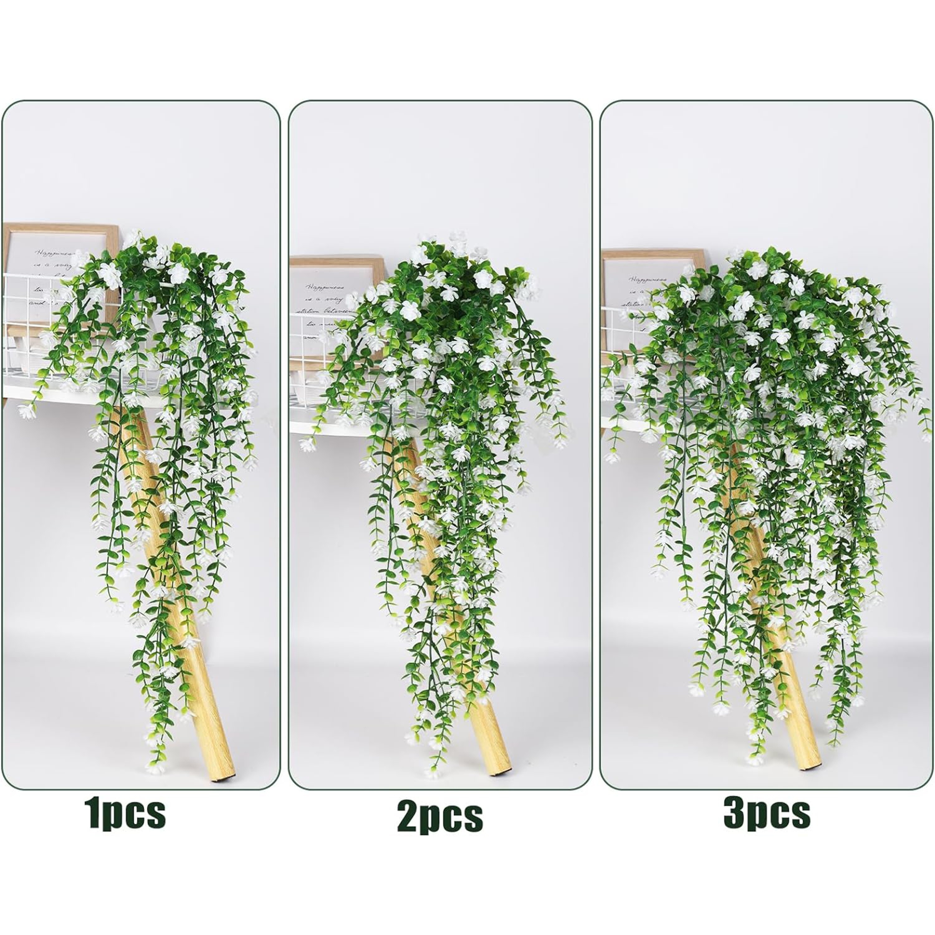 TEMU 3/6 Pcs Uv Resistant Artificial Hanging Plants - Flowers, Detachable Leaves, Suitable For Indoor/outdoor Walls, Gardens, Weddings, And Home Decorations