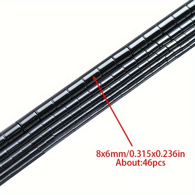 Image of 4/5/6/8mm Black Long Cylindrical Tube Beads Natural Hematite Obsidian Loose Beads For Handmade Diy Bracelets, Necklaces, Earrings, Jewelry Accessories, Shoe Decorations, And Clothing Materials