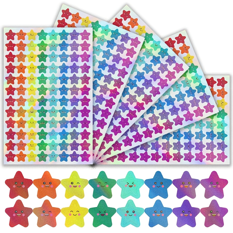 TEMU 480 adesivi colorati a forma di stella, etichette assortite con , autoadesive per journaling, planner, scrapbooking, per buste, decorazioni per