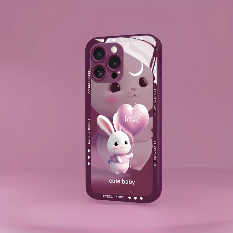 

Lovely Rabbit Cute Baby Phone Case For 15/14/13/12/11/xsm/xr/xs/x/7 - Protective Glass Cover With Adorable Rabbit Design